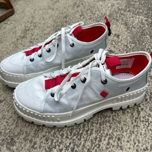 Palladium platform white & red sneakers ⚡️